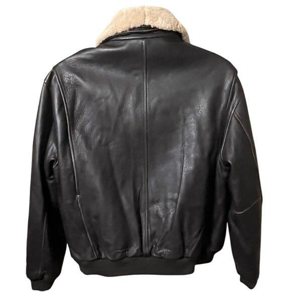 Vtg Aviator Leather Bomber Jacket/Coat Wool Collar Lg Dark Brown Flight Pilot - Picture 5 of 11